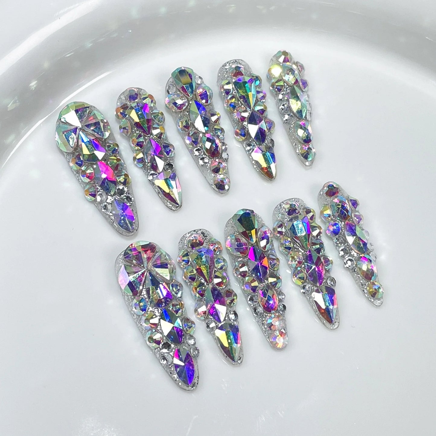 Press & Slay: Crystal Edition — Handmade Rhinestone Almond Nails