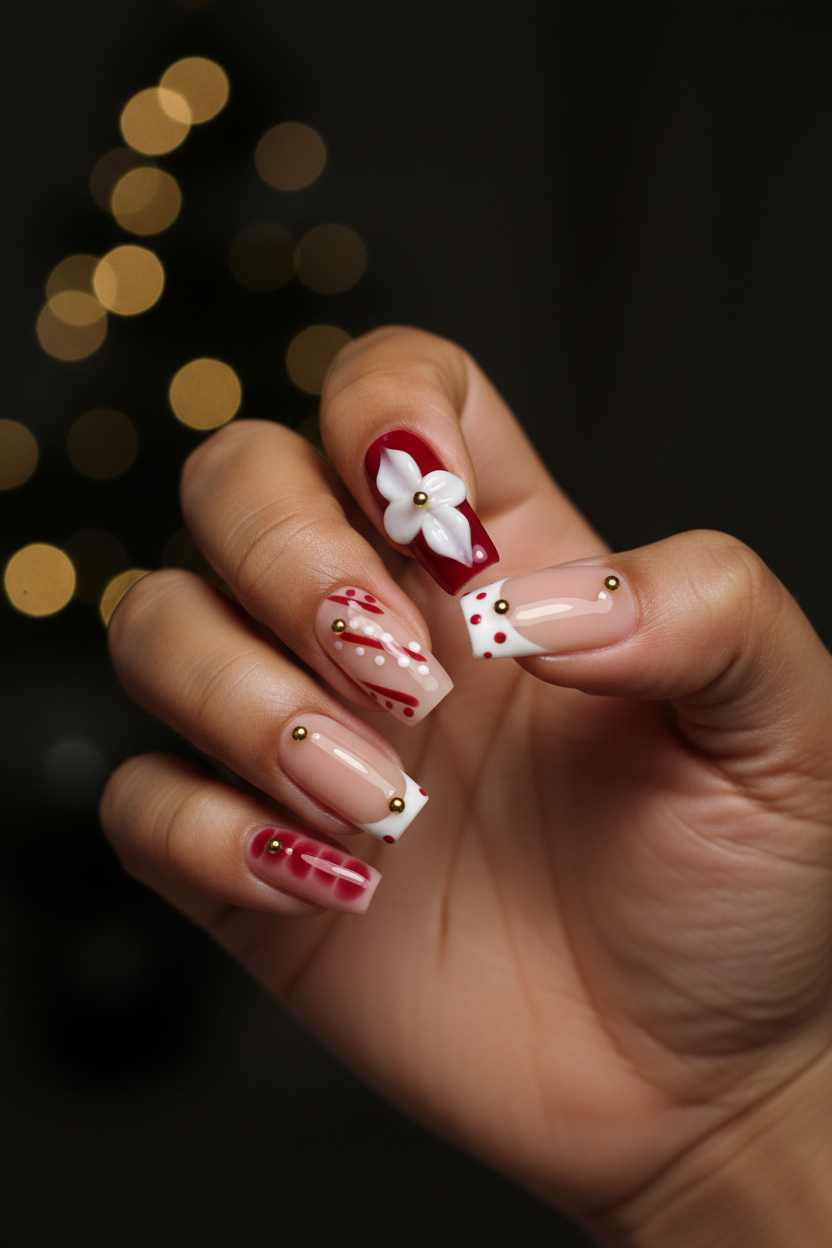 Crimson Bloom Press-On Nail Set