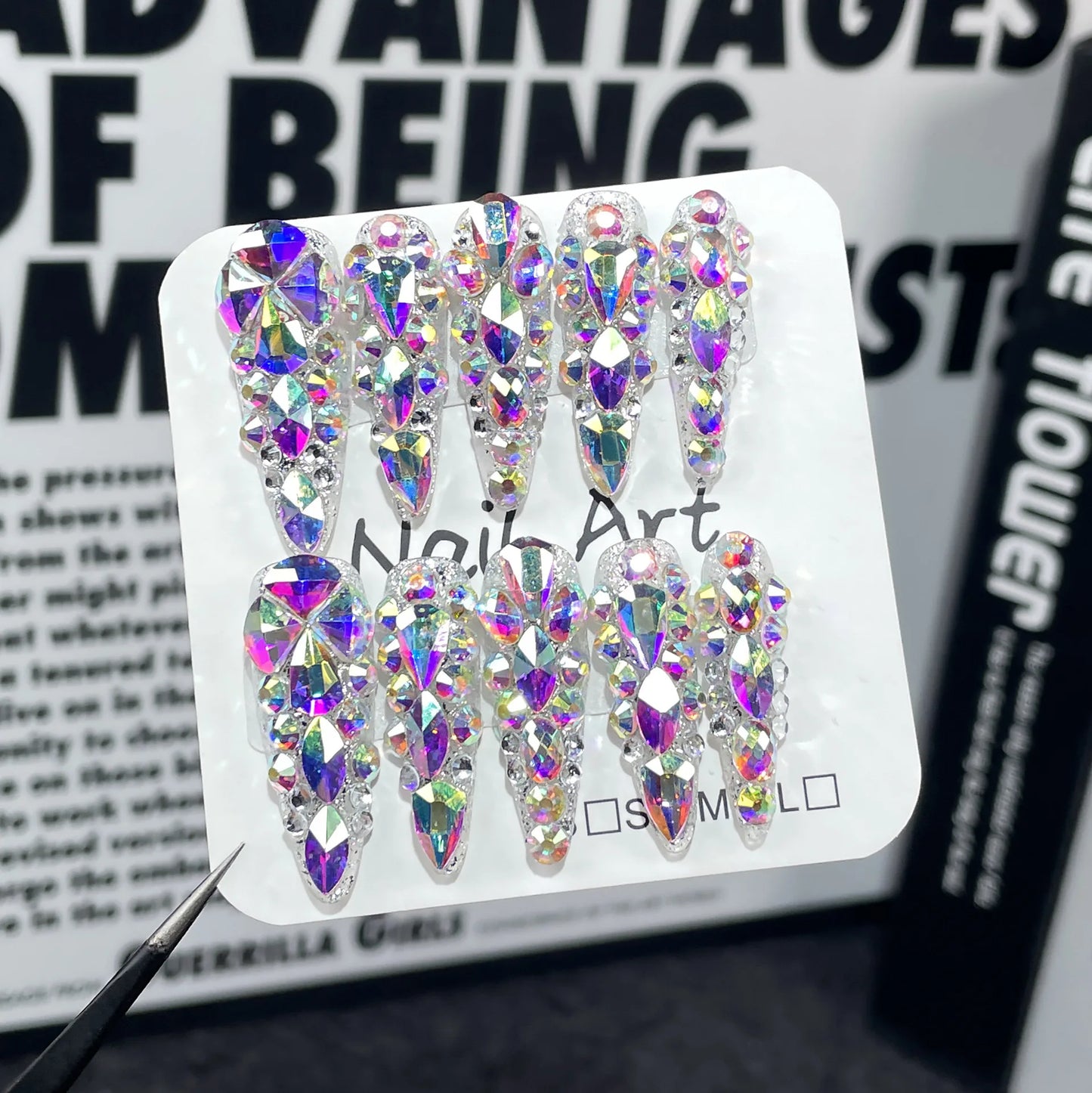 Press & Slay: Crystal Edition — Handmade Rhinestone Almond Nails