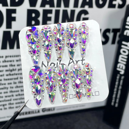 Press & Slay: Crystal Edition — Handmade Rhinestone Almond Nails