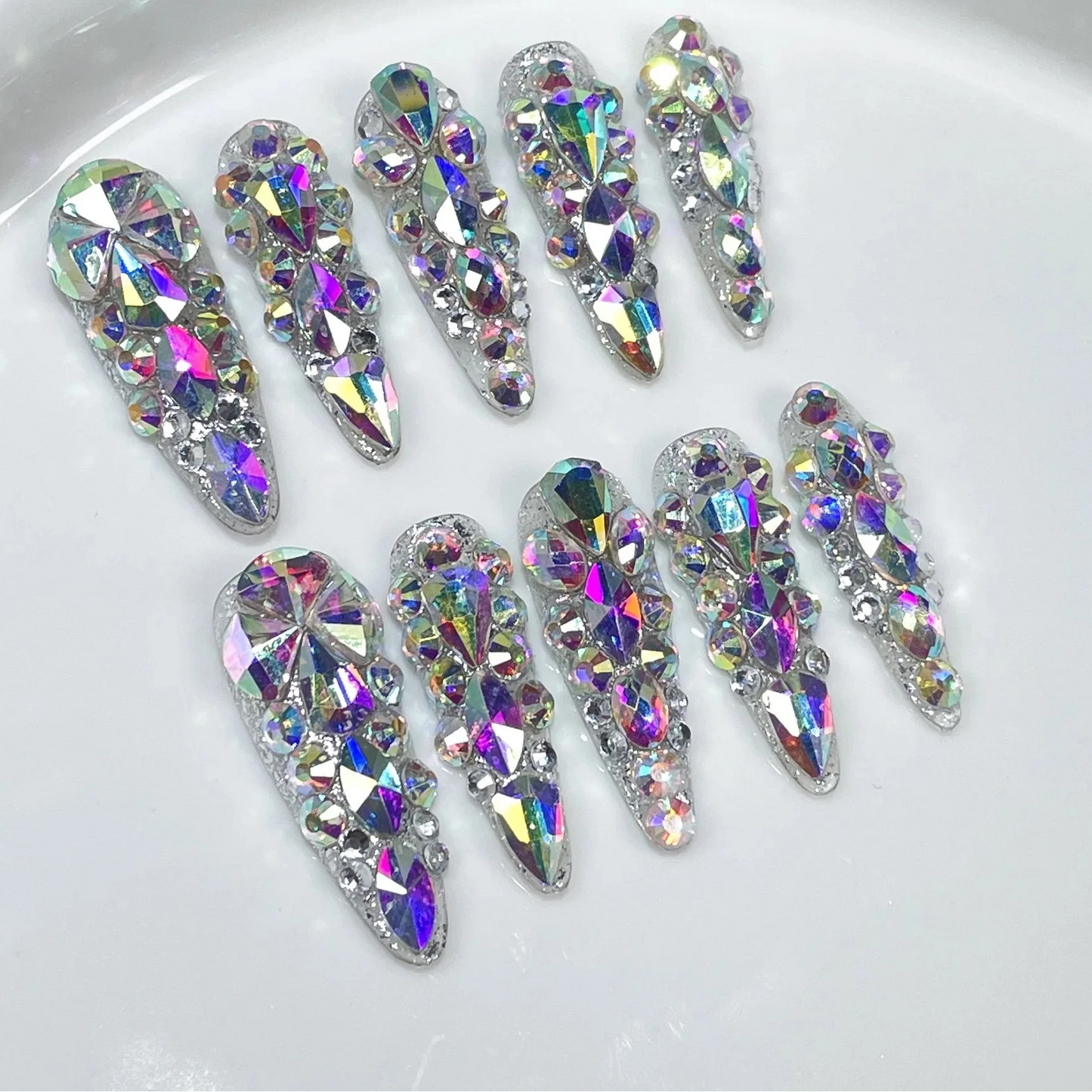 Press & Slay: Crystal Edition — Handmade Rhinestone Almond Nails