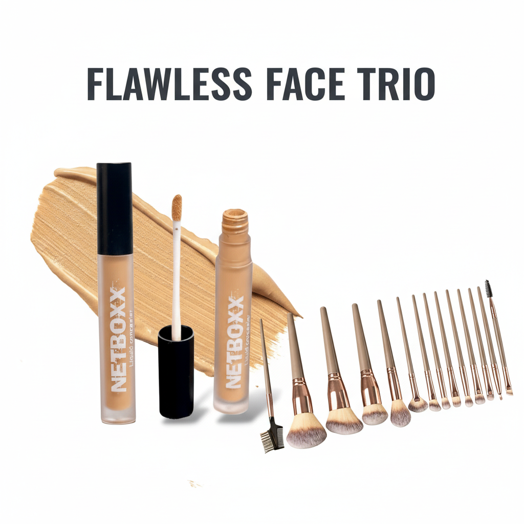 Flawless Face Trio - Concealer + Brush Set Bundle
