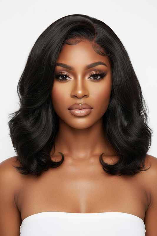 Body Wave Bob Human Hair Wig on model