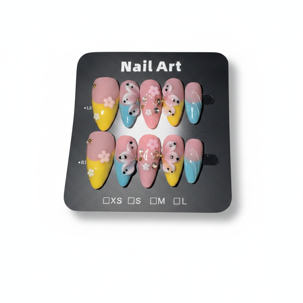 Butterfly Garden nails – white background product shot