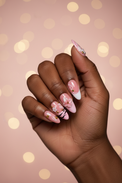 Pink Tiger Bloom Press-On Nail Set