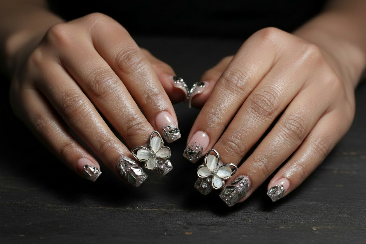 Silver Armor Press-On Nail Set