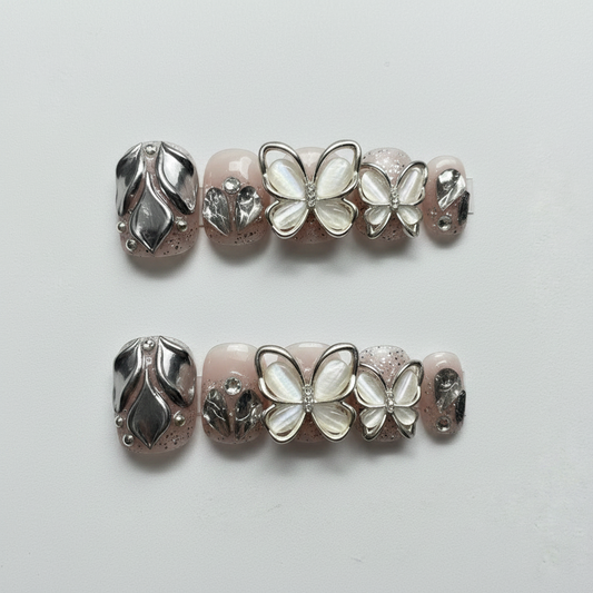 Silver Armor Press-On Nail Set